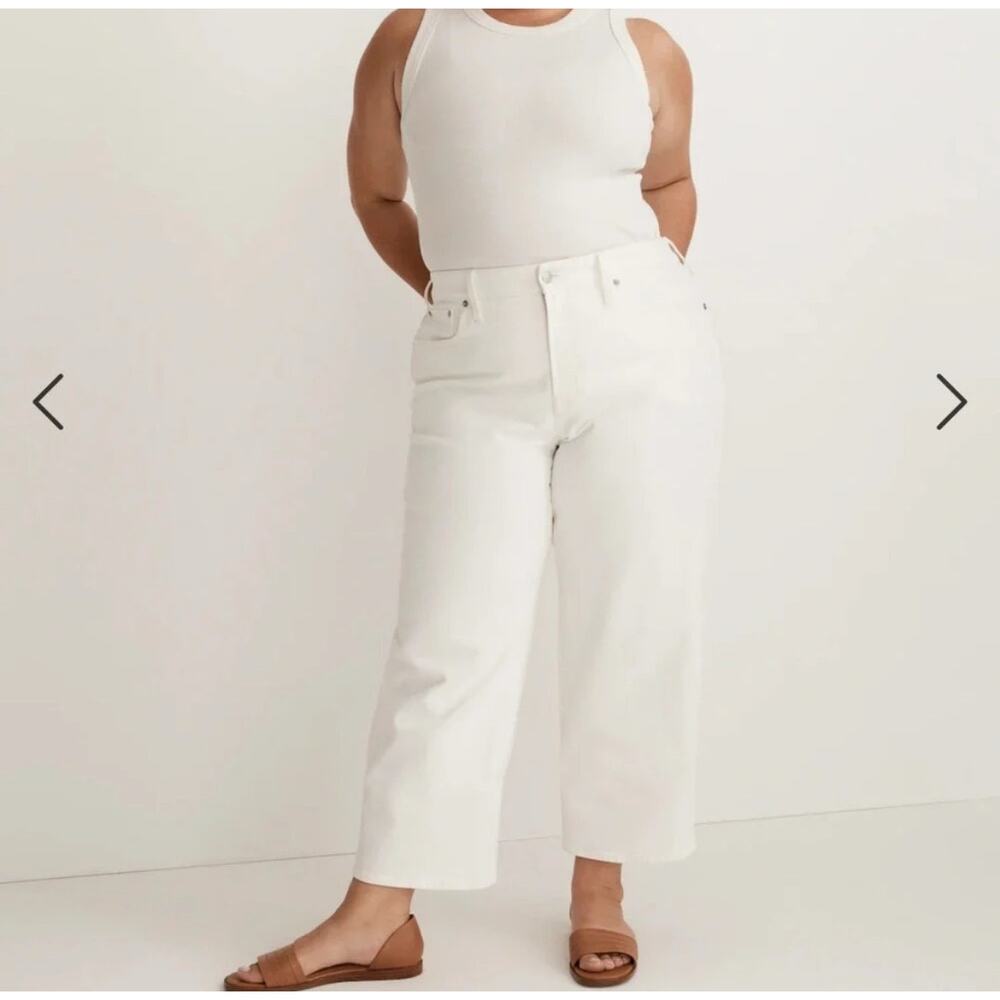 Madewell Wmns White Stretch The Perfect Vintage Wide-Leg Crop Jeans Sz 32 Casual